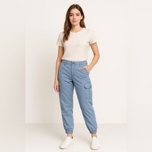 Loft Pants Womens Blue Cargo Tapered Ankle 4 Capsule Modest Mature Preppy Costal